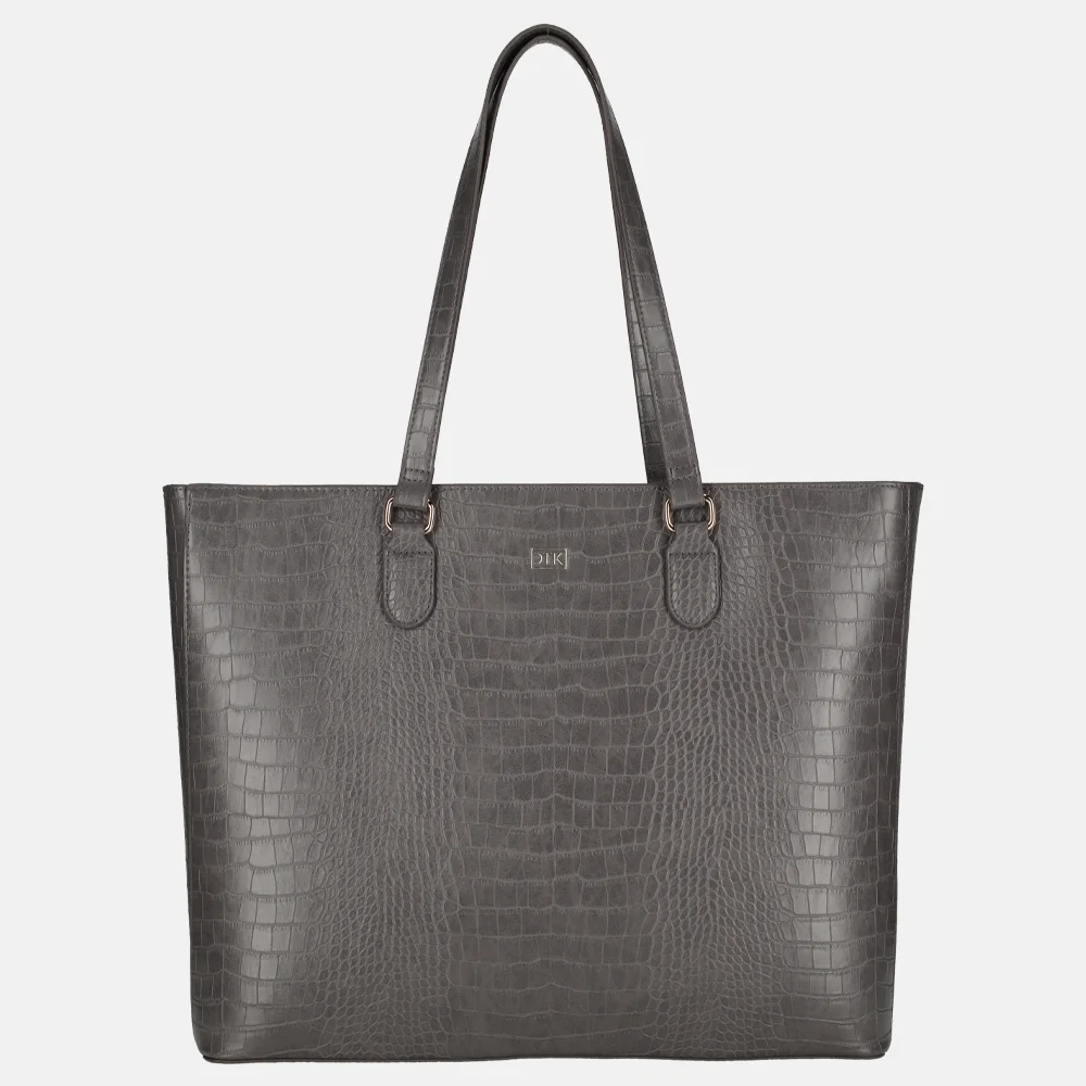 Duifhuizen croco shopper met laptopvak middengrijs 018421 Grijs